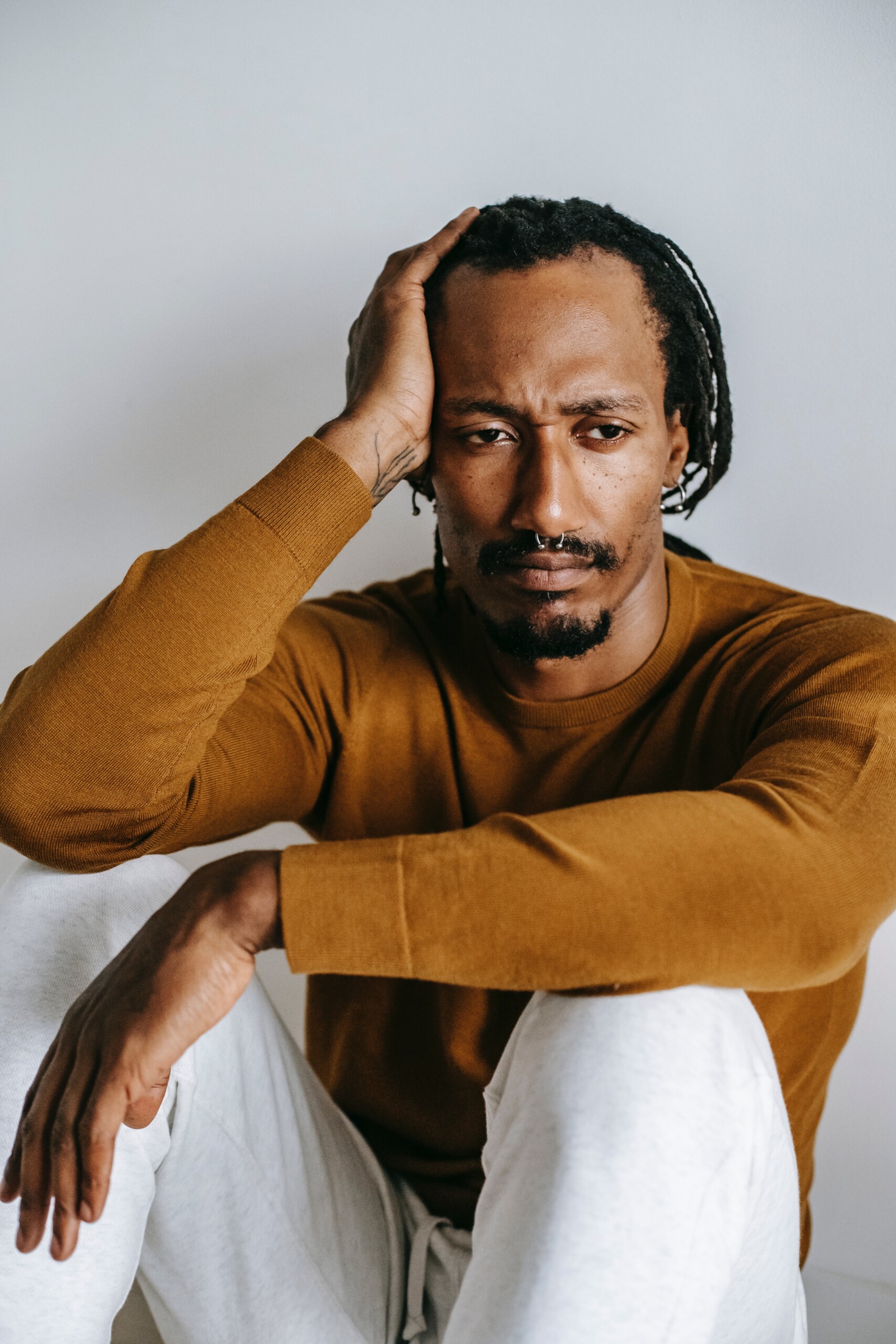 Sad African American man